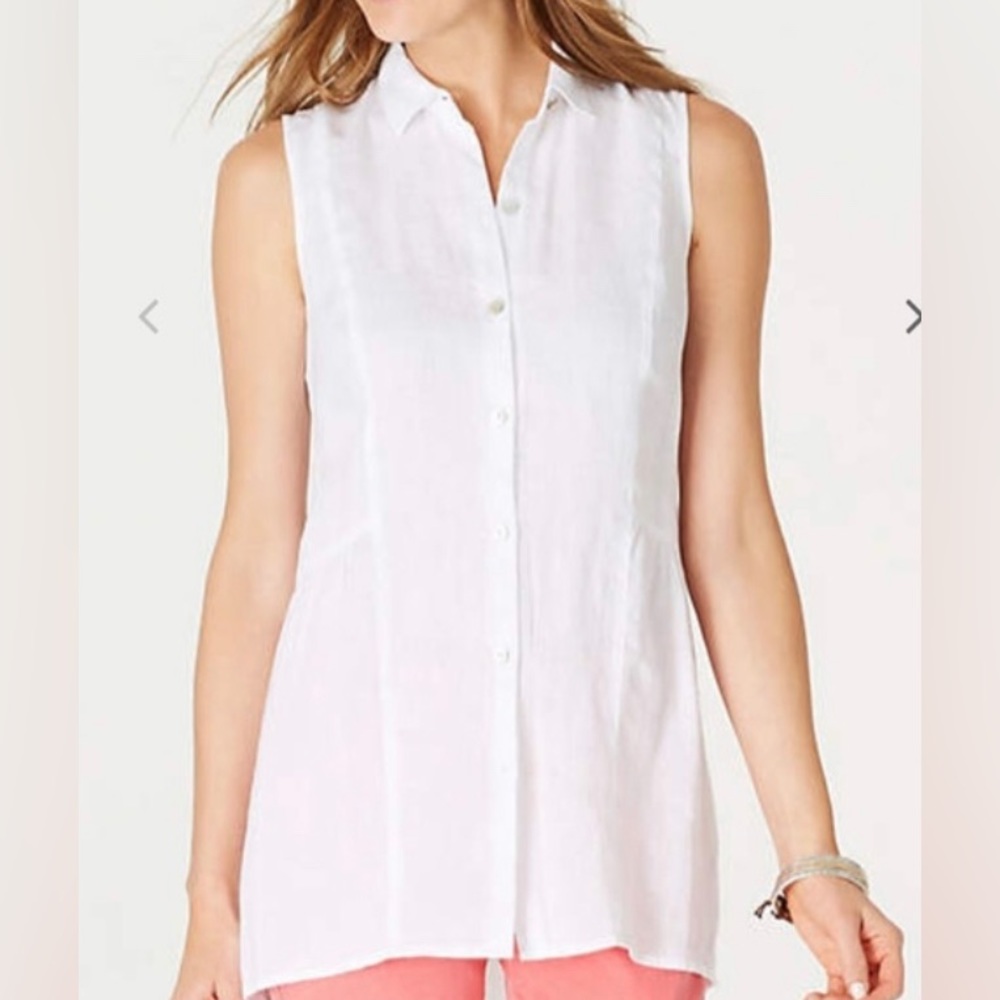 J. Jill Love Linen Peplum high low sleeveless tunic - Picture 10 of 10